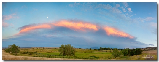 Sunset Storm and Moon from Longmont to Boulder CO Panorama